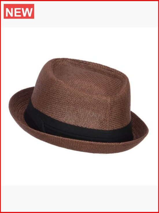 Large Solid Upbrim Pork Pie Fedora Hat Paper Straw main image 6